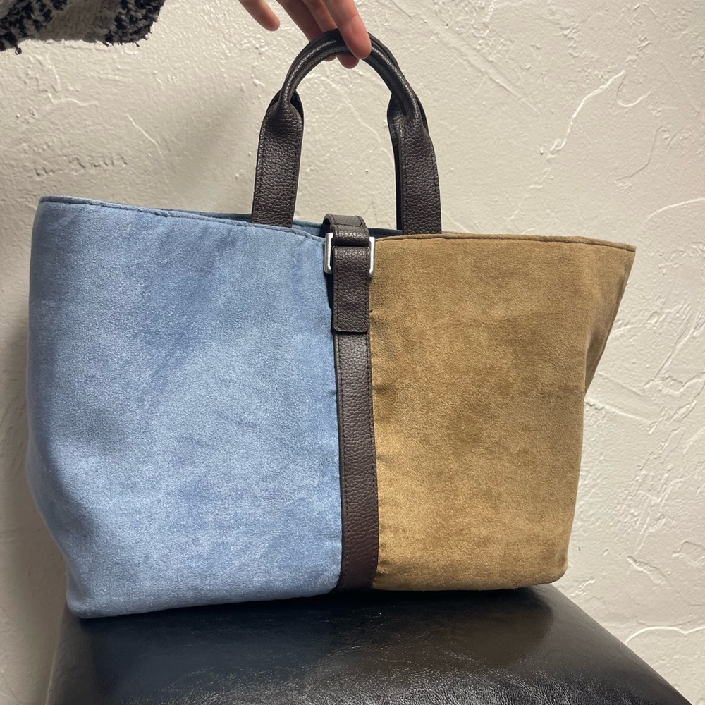 Two-Tone Suede Tote Bag